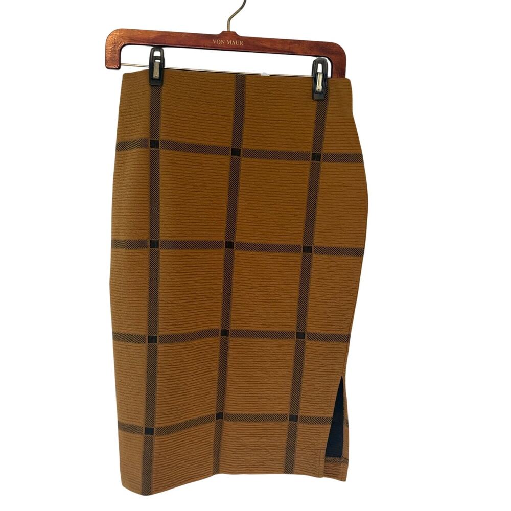 NWT Anne Taylor Factory Bodycon Stretch Mustard Black Striped Skirt Sz XS